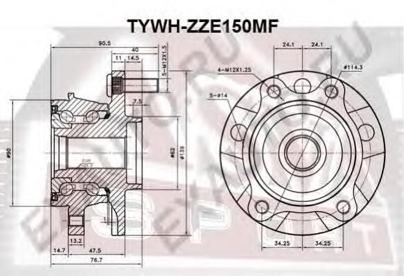 4355012010 Toyota piasta przednia