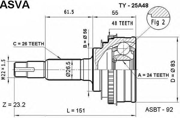 4234017020 Toyota przegub homokinetyczny przedni zewnętrzny