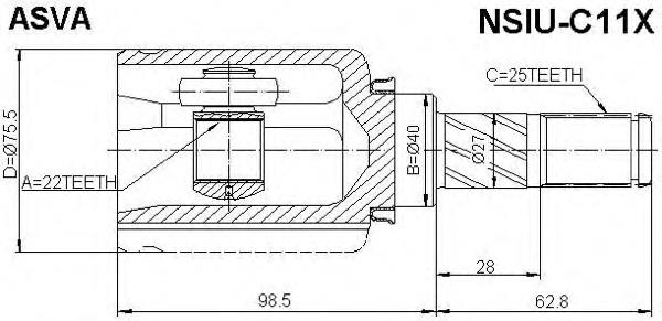 Przegub homokinetyczny przedni wewnętrzny Nissan Tiida C11X