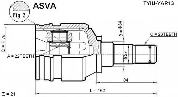 Przegub homokinetyczny przedni wewnętrzny Toyota Yaris NCP2