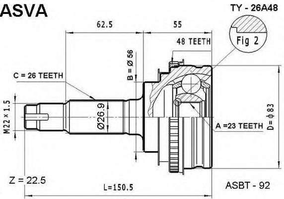 4341020451 Toyota przegub homokinetyczny przedni zewnętrzny