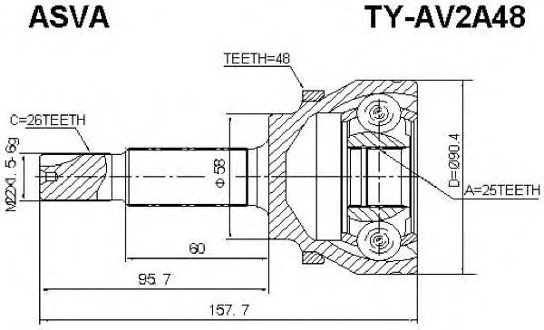 Przegub homokinetyczny przedni zewnętrzny Toyota 4347009A15 cena, od 48,09 USD
