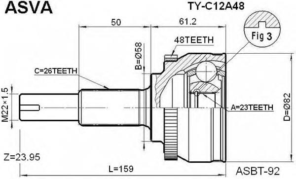 Do koszyka 4347009P10 Toyota Przegub homokinetyczny przedni zewnętrzny