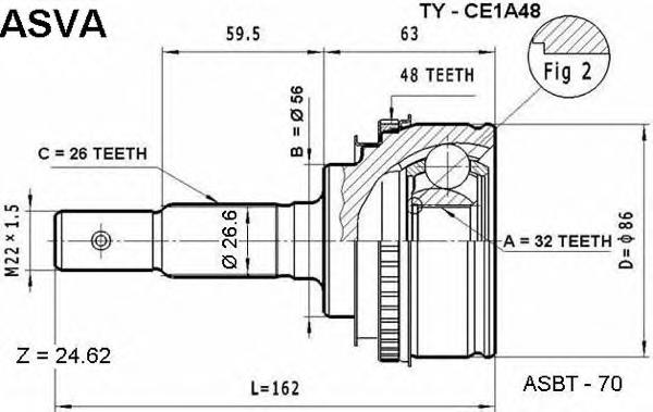 4347009120 Toyota przegub homokinetyczny przedni zewnętrzny