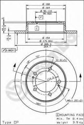 Tarcza hamulcowa tylna Mitsubishi Eclipse 1 D22A, D27A