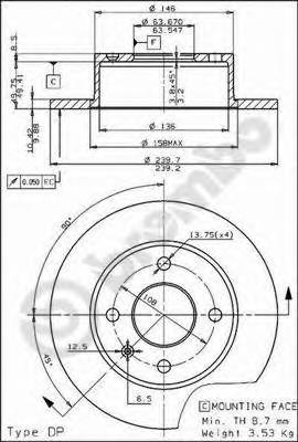 Tarcza hamulcowa przednia 6137291 Ford