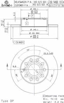 08948811 Brembo Tarcza hamulcowa tylna