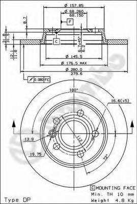 Do koszyka 08728814 Brembo Tarcza hamulcowa tylna