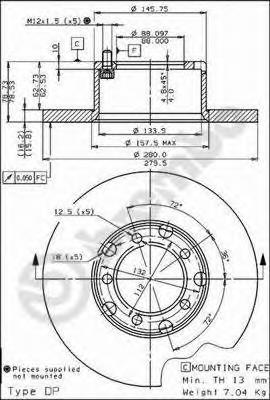 Tarcza hamulcowa przednia A6014200272 Mercedes