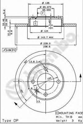 08.2631.34 Brembo tarcza hamulcowa przednia