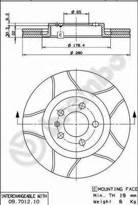 09.7012.75 Brembo tarcza hamulcowa przednia