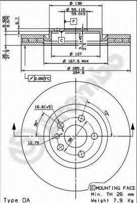 09800311 Brembo Tarcza hamulcowa przednia