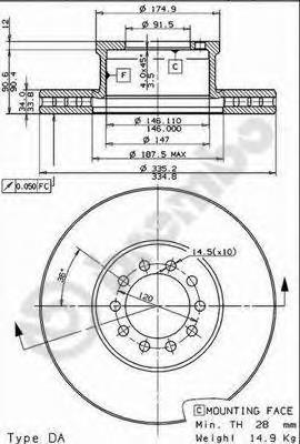 Tarcza hamulcowa przednia Mercedes 9704210612 cena, od 89,65 USD
