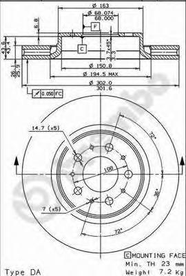 Tarcza hamulcowa przednia 09864211 Brembo