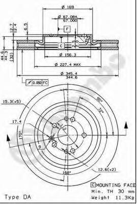 Tarcza hamulcowa przednia Brembo 09760611