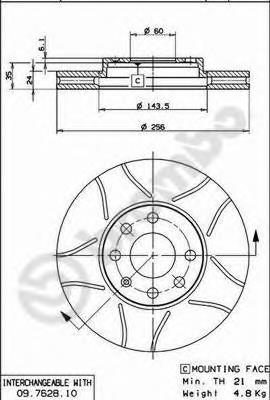 Tarcza hamulcowa przednia 09762875 Brembo