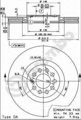 09788011 Brembo Tarcza hamulcowa przednia