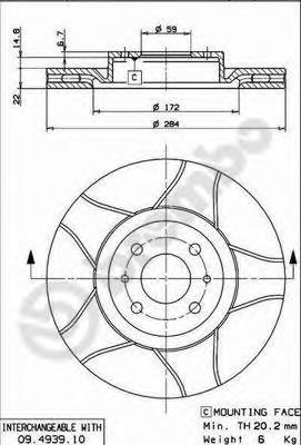 09493975 Brembo Tarcza hamulcowa przednia