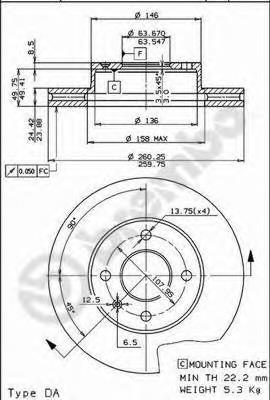 Tarcza hamulcowa przednia 6134505 Ford