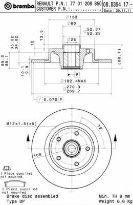 Tarcza hamulcowa tylna TRW DF6127BS