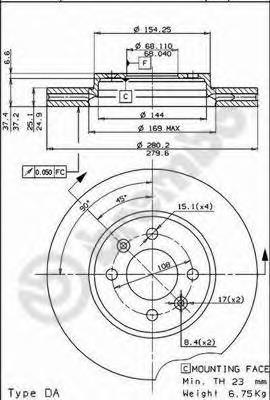 Tarcza hamulcowa przednia 09522110 Brembo