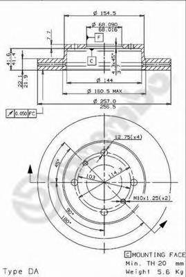 09.5449.14 Brembo tarcza hamulcowa przednia