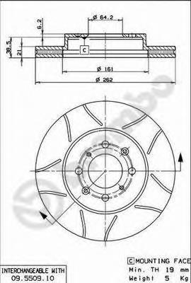 Tarcza hamulcowa przednia 09550975 Brembo