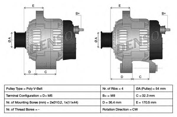 DAN998 Denso Alternator