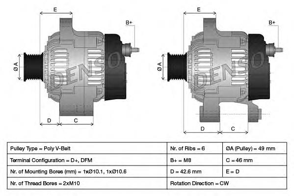 DAN515 Denso Alternator