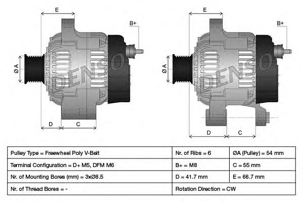 Do koszyka DAN1034 Denso Alternator