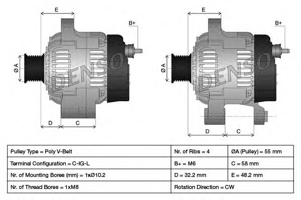 DAN1007 Denso Alternator