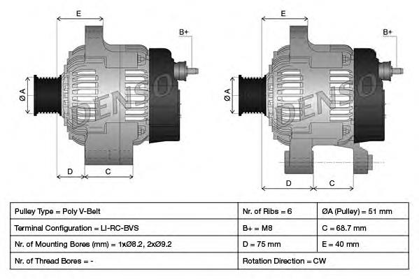 Alternator Denso DAN1023 cena, od 150,42 USD