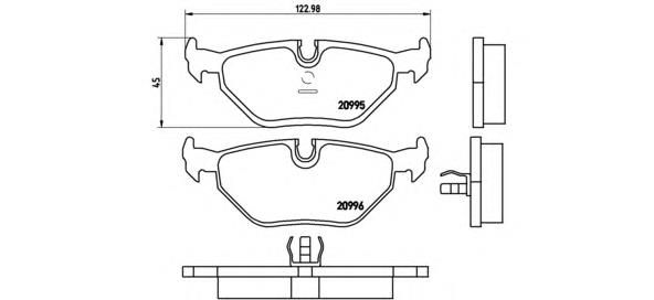 Okładziny (klocki) do hamulców tarczowych tylne Brembo P06011 cena, od 20,31 USD