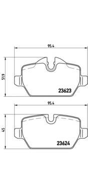 P06037 Brembo okładziny (klocki do hamulców tarczowych tylne)