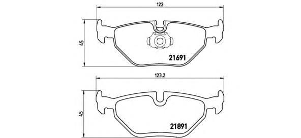 P06023 Brembo okładziny (klocki do hamulców tarczowych tylne)