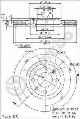 09.9619.10 Brembo tarcza hamulcowa przednia