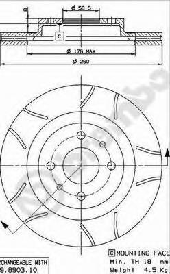 09.8903.75 Brembo tarcza hamulcowa przednia