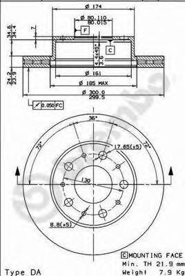 09893210 Brembo Tarcza hamulcowa przednia