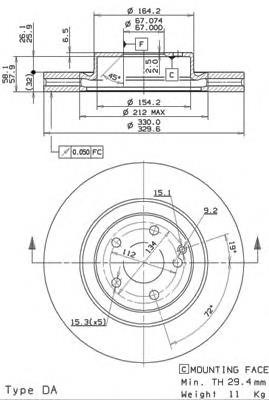 09.9825.21 Brembo tarcza hamulcowa przednia