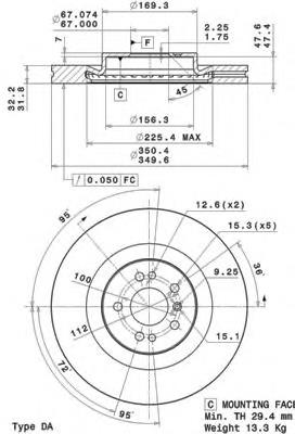 Tarcza hamulcowa przednia Brembo 09R10311 cena, od 124,80 USD
