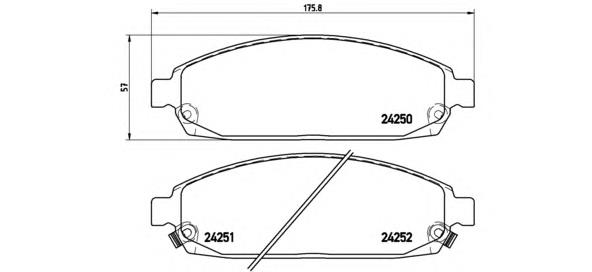 Klocki hamulcowe przednie tarczowe Brembo P37010 cena, od 39,52 USD