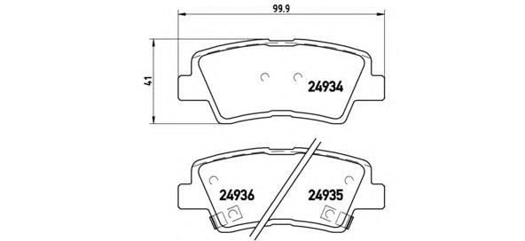 P30047 Brembo okładziny (klocki do hamulców tarczowych tylne)