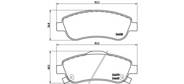 Klocki hamulcowe przednie tarczowe Brembo P28045 cena, od 27,69 USD