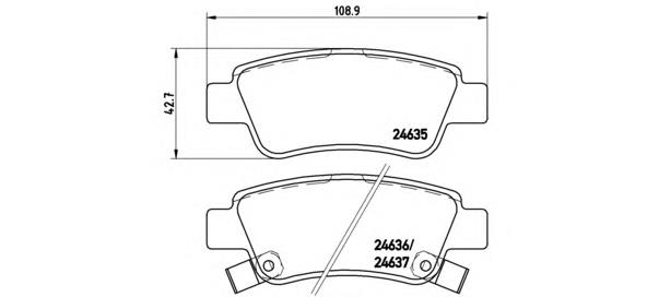 Okładziny (klocki) do hamulców tarczowych tylne Brembo P28046 cena, od 18,22 USD