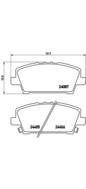 Klocki hamulcowe przednie tarczowe Brembo P28037 cena, od 19,50 USD