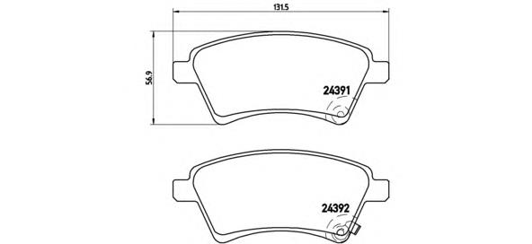 Klocki hamulcowe przednie tarczowe Brembo P23105