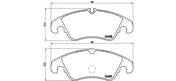 Klocki hamulcowe przednie tarczowe Brembo P85098 cena, od 37,39 USD