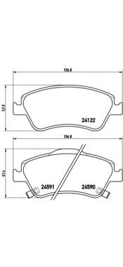 Klocki hamulcowe przednie tarczowe Brembo P83079 cena, od 27,68 USD