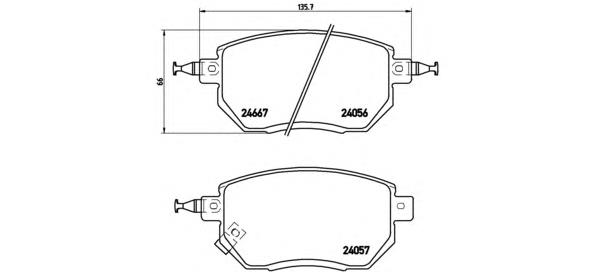 P56051 Brembo klocki hamulcowe przednie tarczowe