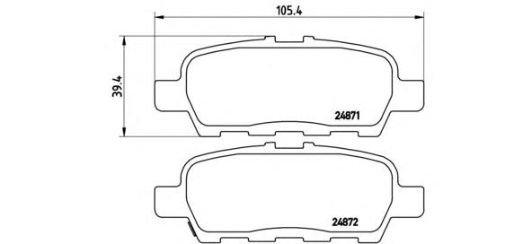 P56068 Brembo okładziny (klocki do hamulców tarczowych tylne)